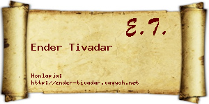 Ender Tivadar névjegykártya